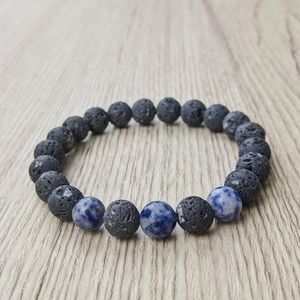 Sodalite 8mm Lava Bead Stretch Bracelet